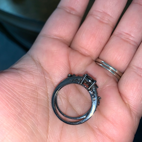 14K Black Gold LayerBlack CZ Mickey Mouse Ring Set - Picture 4 of 7